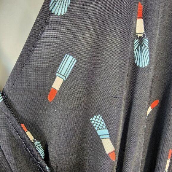 Forever 21 Plus Womens Dress 3X Black Lipstick Faux Wrap 3/4 Sleeve Fit N Flare - Picture 10 of 11